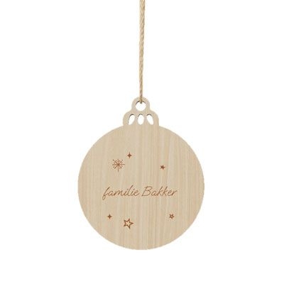 houten kersthanger - bal set van 4