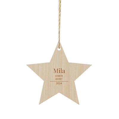 houten kersthanger - ster set van 4