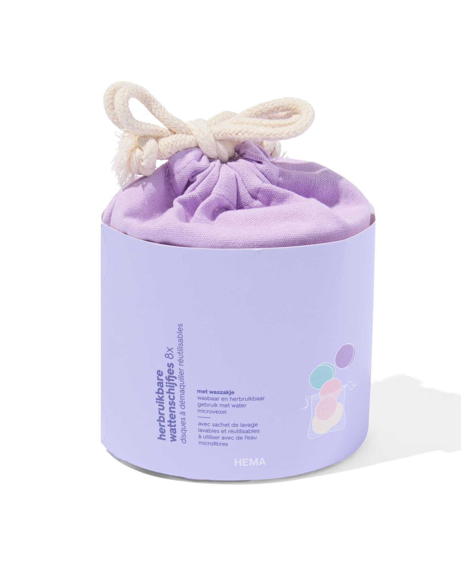 HEMA Herbruikbare Wattenschijfjes Met Was- En Bewaarzakje Ø8cm - 8 Stuks