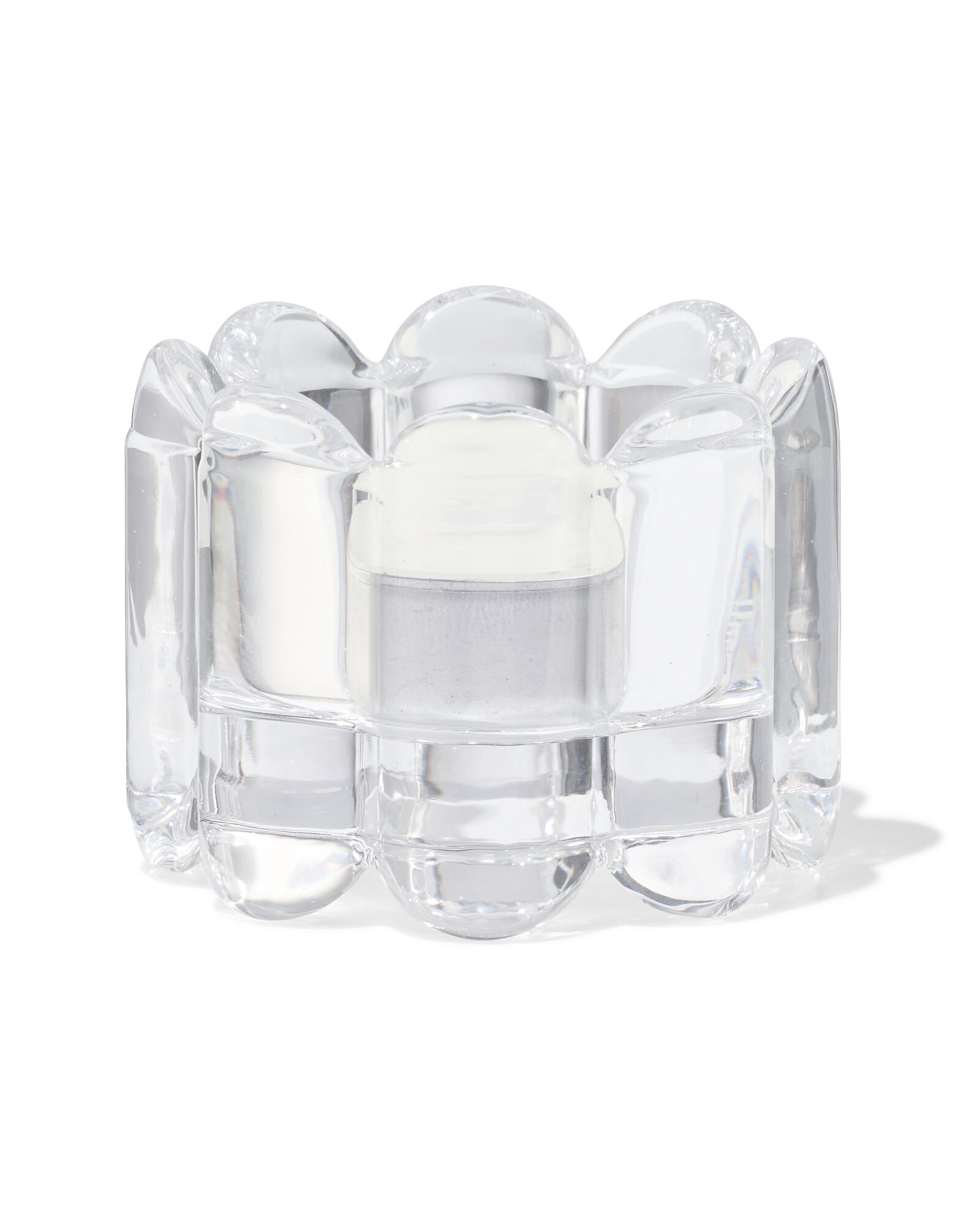HEMA Theelichthouder Glas XS Ribbel Transparant (transparant)