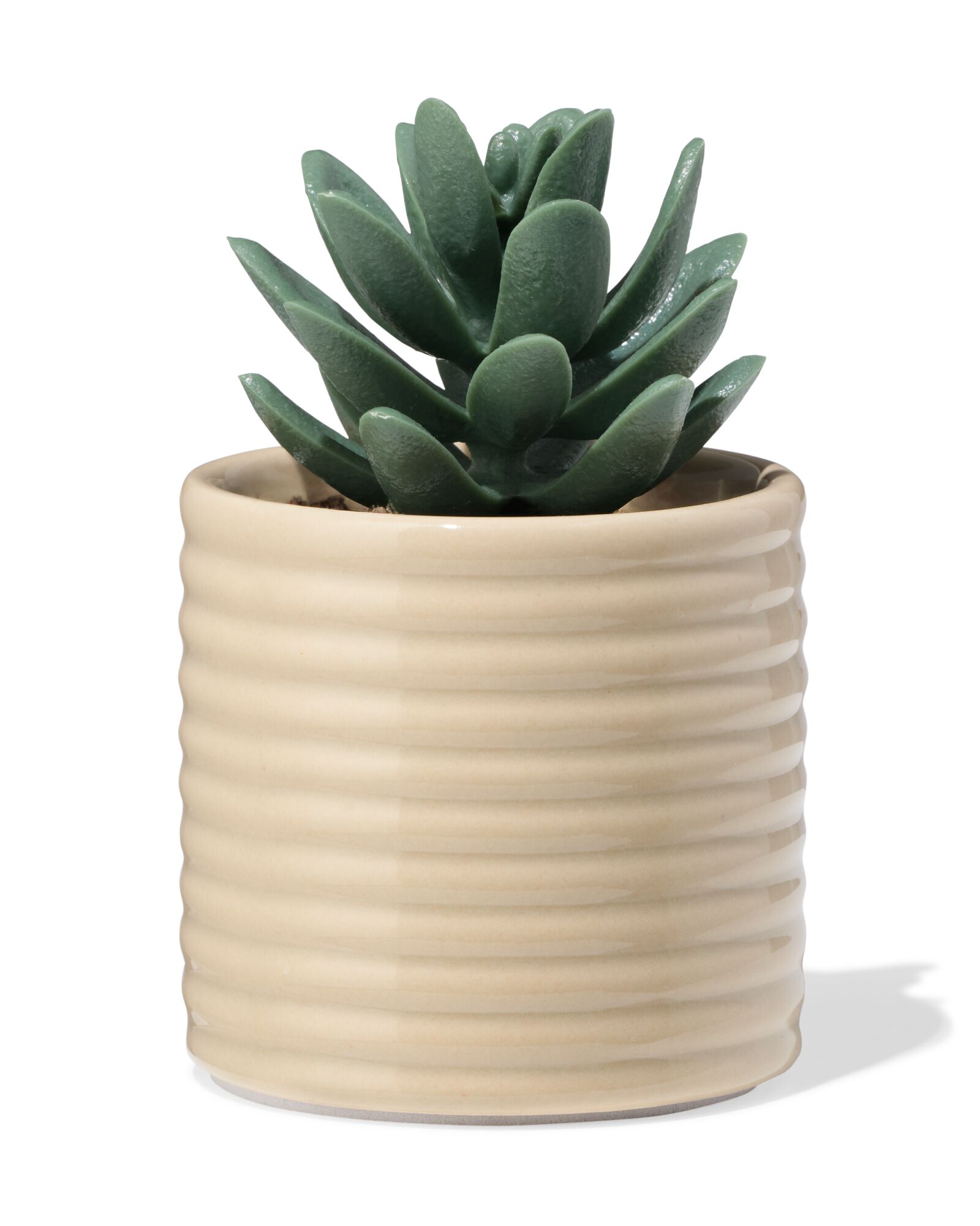 051 Bloempot ⌀7x6.6cm Keramiek Ribbels Beige (beige)