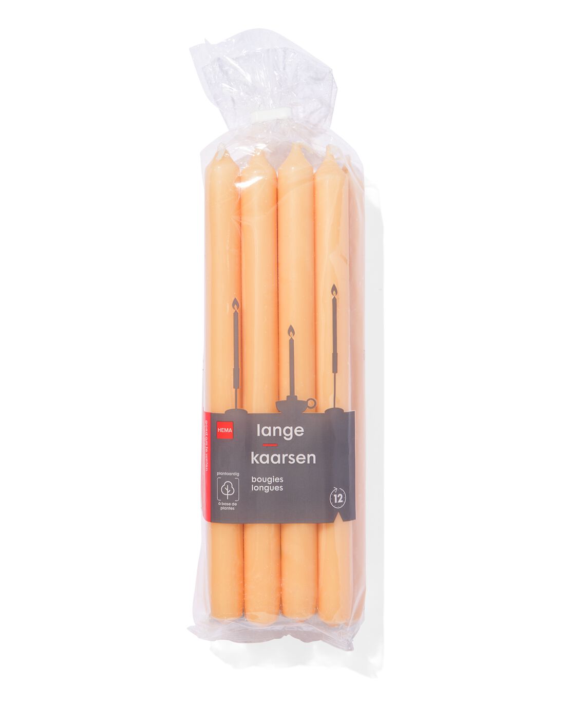 HEMA Lange Huishoudkaarsen Ø2.2x29 - 12 Stuks Lichtoranje (lichtoranje)