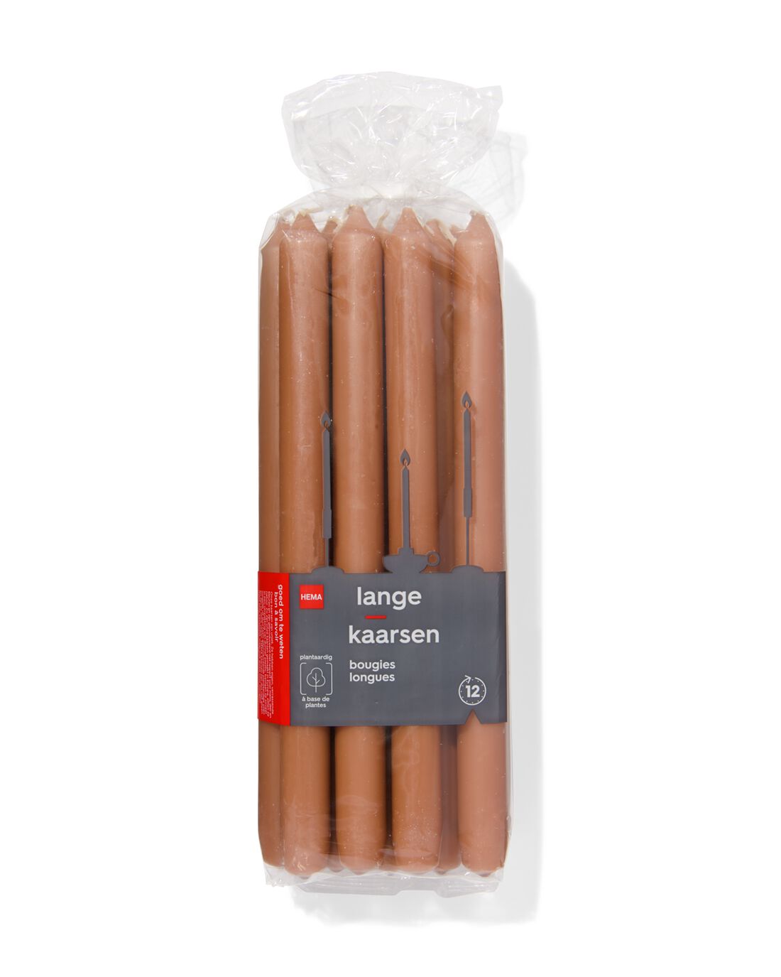 HEMA Lange Huishoudkaarsen Ø2.2x29 - 12 Stuks Bruin (bruin)