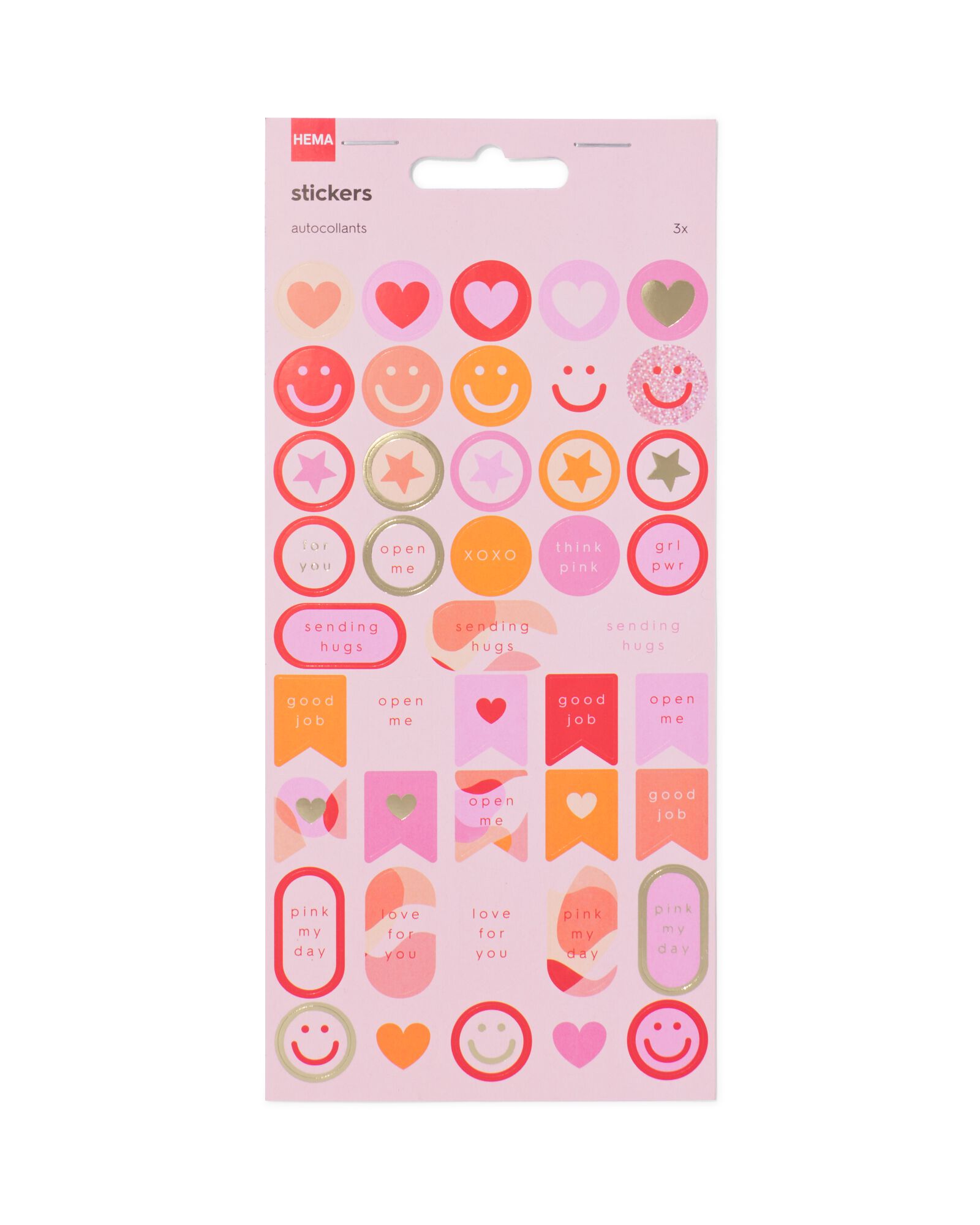 HEMA Stickervellen Roze 19x10 - 3 Vel