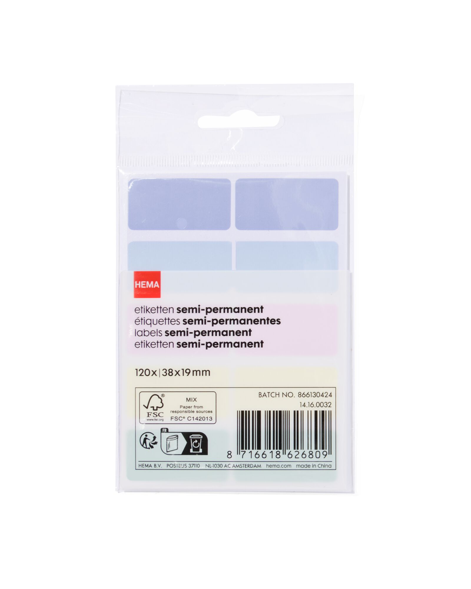 HEMA Etiketten 3.8x1.9 Pastel - 120 Stuks