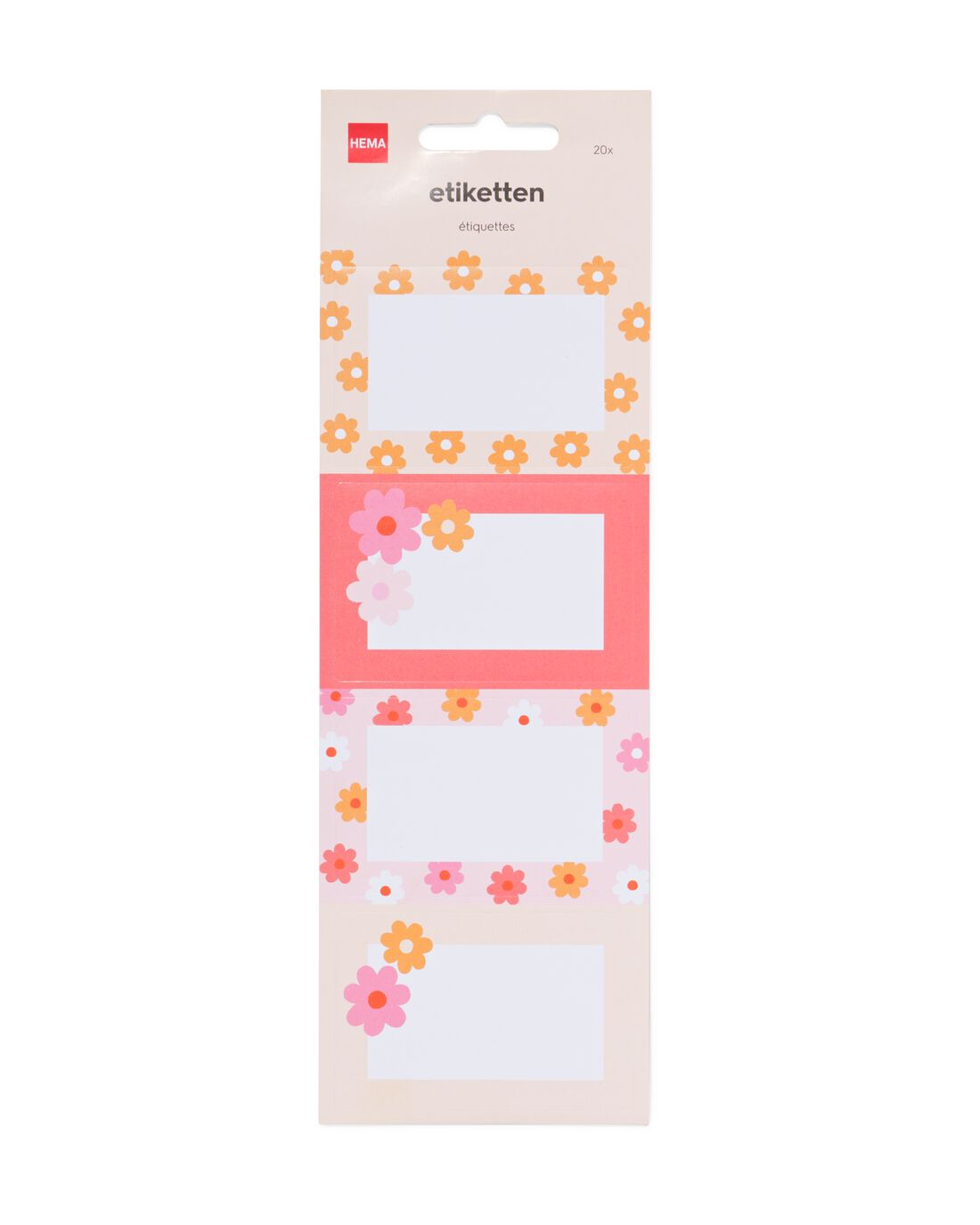 HEMA Etiketten Bloemen Roze-oranje - 20 Stuks