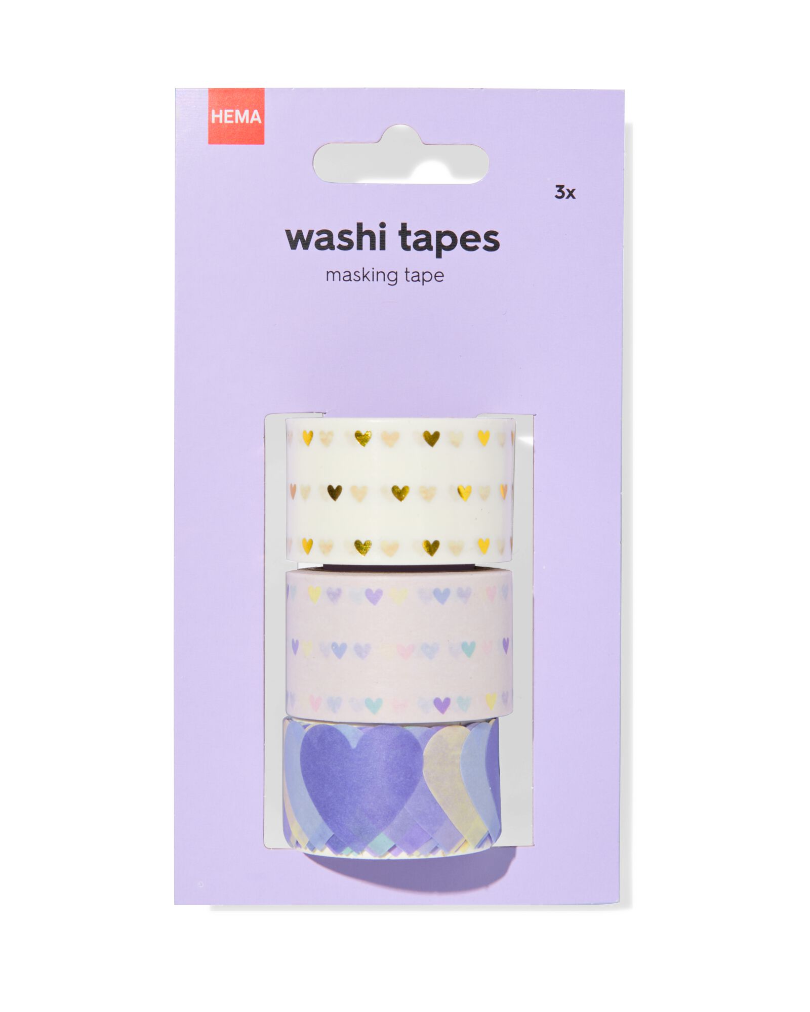 051 Washi Tape Hartjes 2.5cm - 4 Stuks