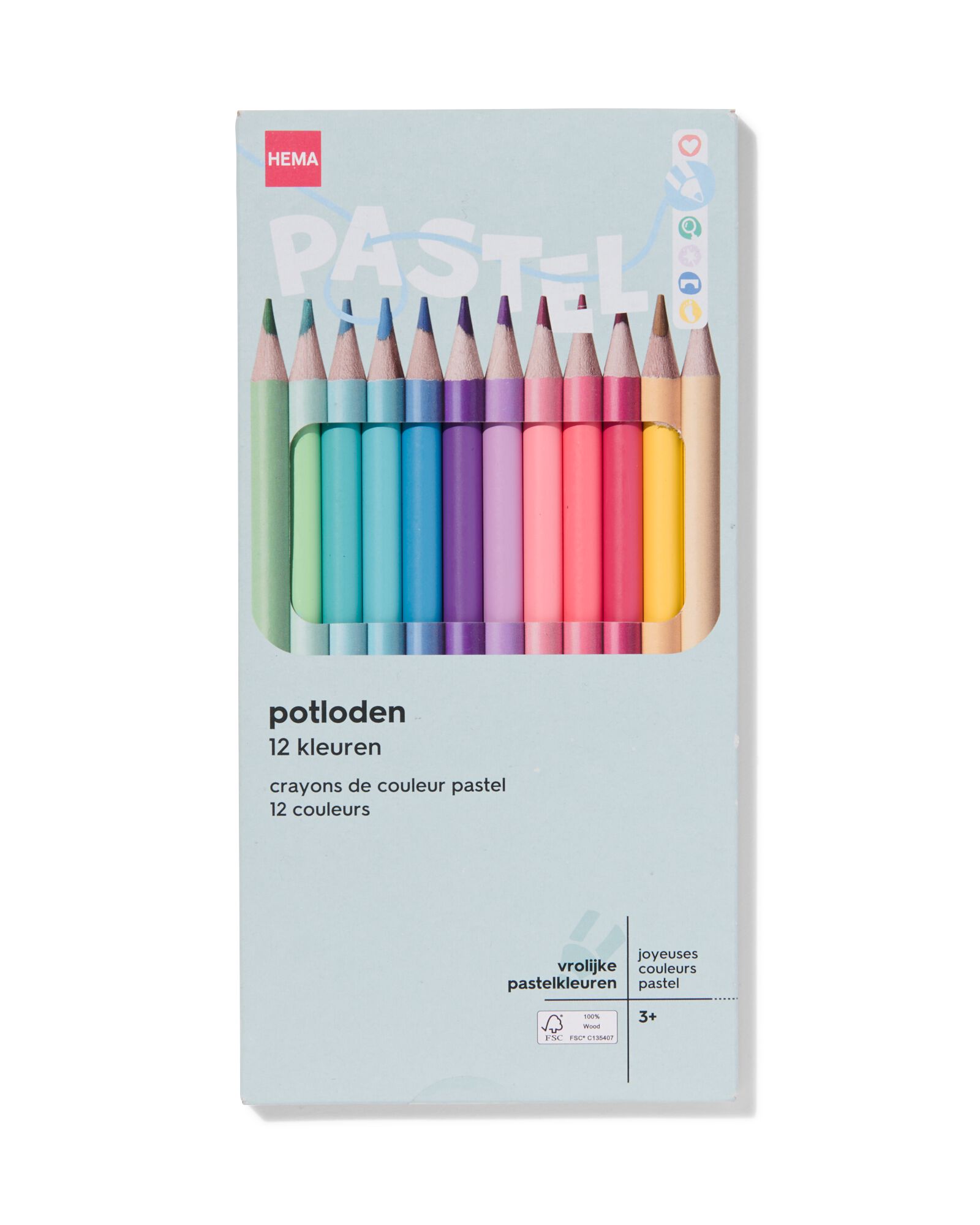 HEMA Kleurpotloden Pastel - 12 Stuks