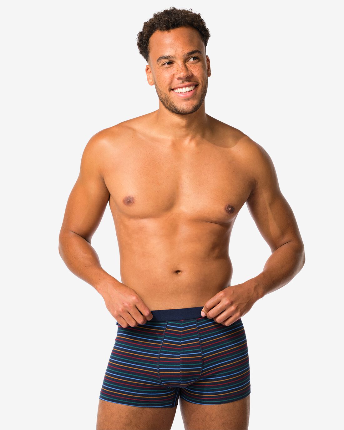 Korte Herenboxers Katoen Stretch Strepen - 3 Stuks