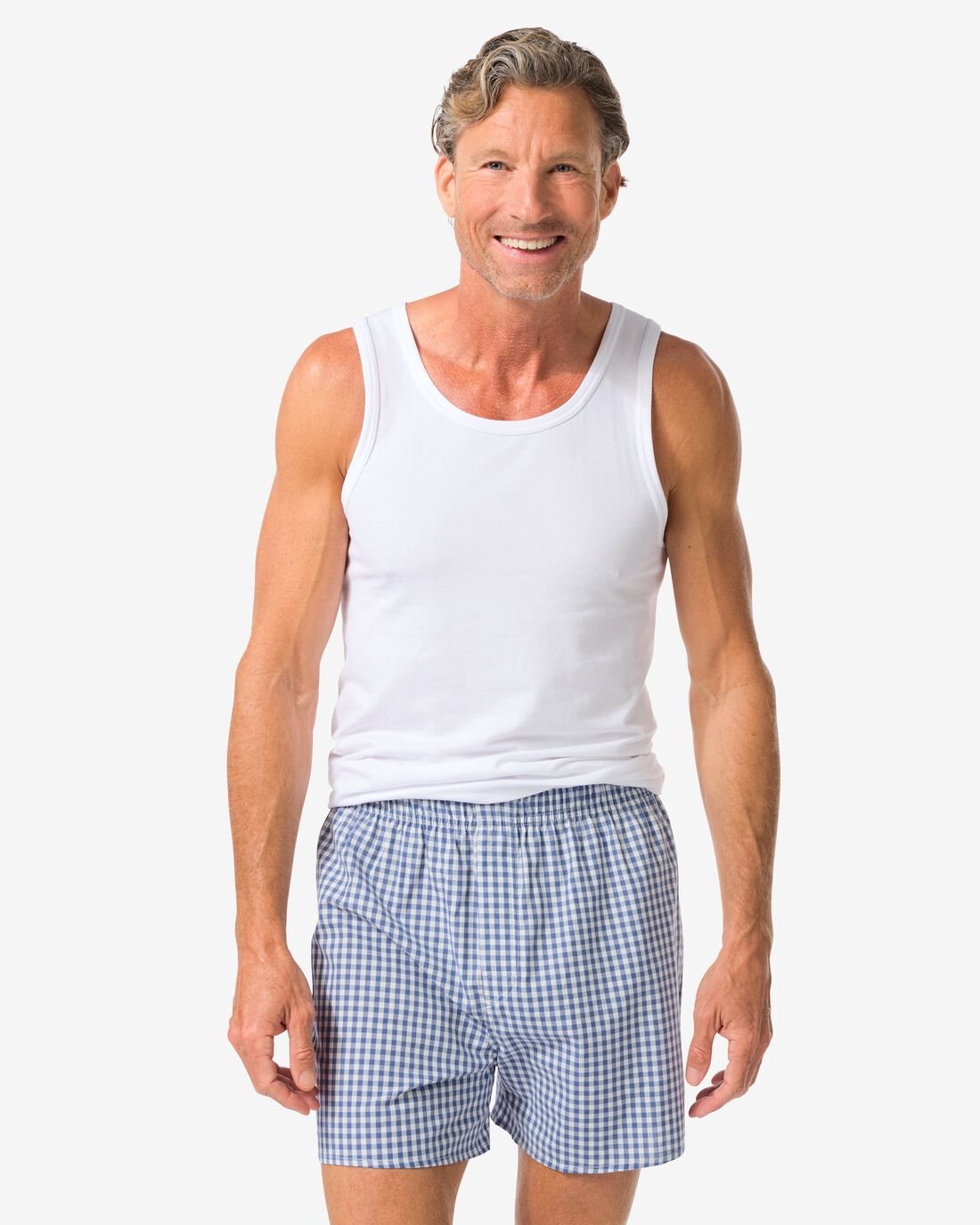 HEMA Losse herenboxer blokken blauw (blauw)