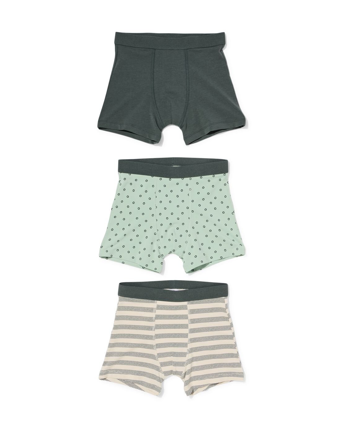 051 Kinderboxers Stretch Katoen Stippen - 3 Stuks Lichtgroen (lichtgroen)