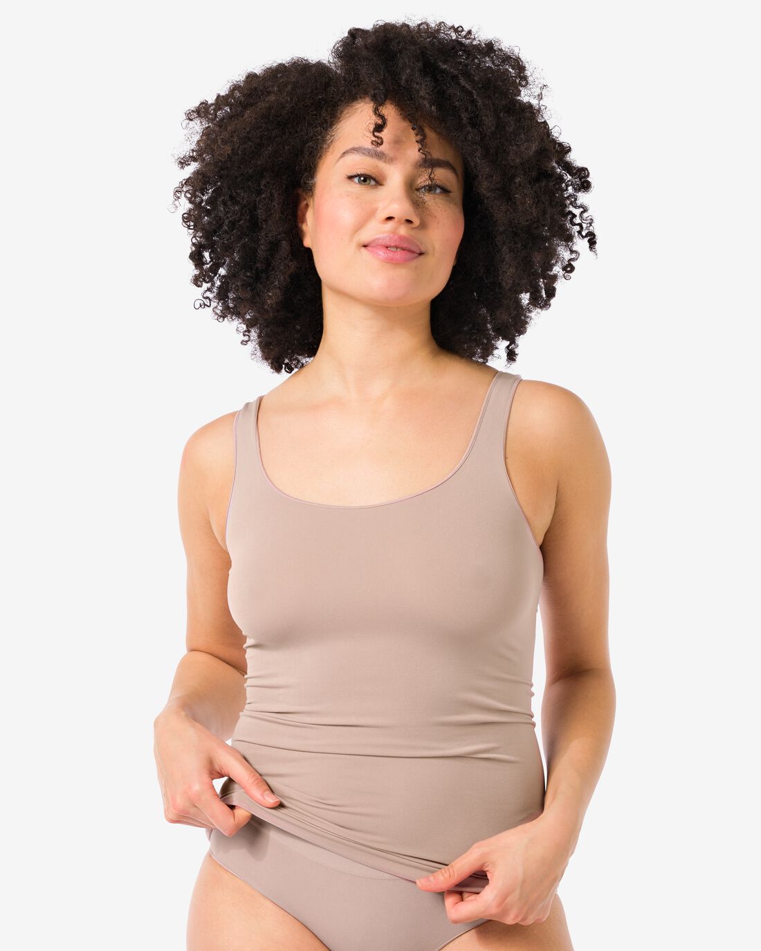 HEMA Dameshemd Naadloos Micro Beige (beige)