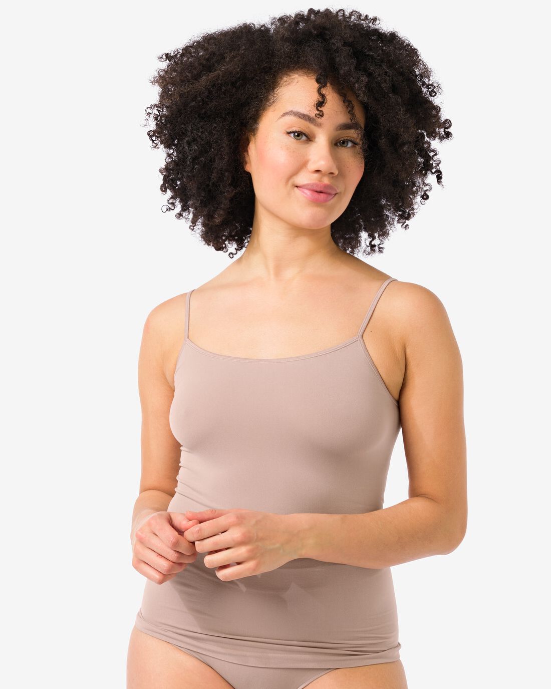 HEMA Dameshemd Naadloos Micro Spaghettibandjes Beige (beige)