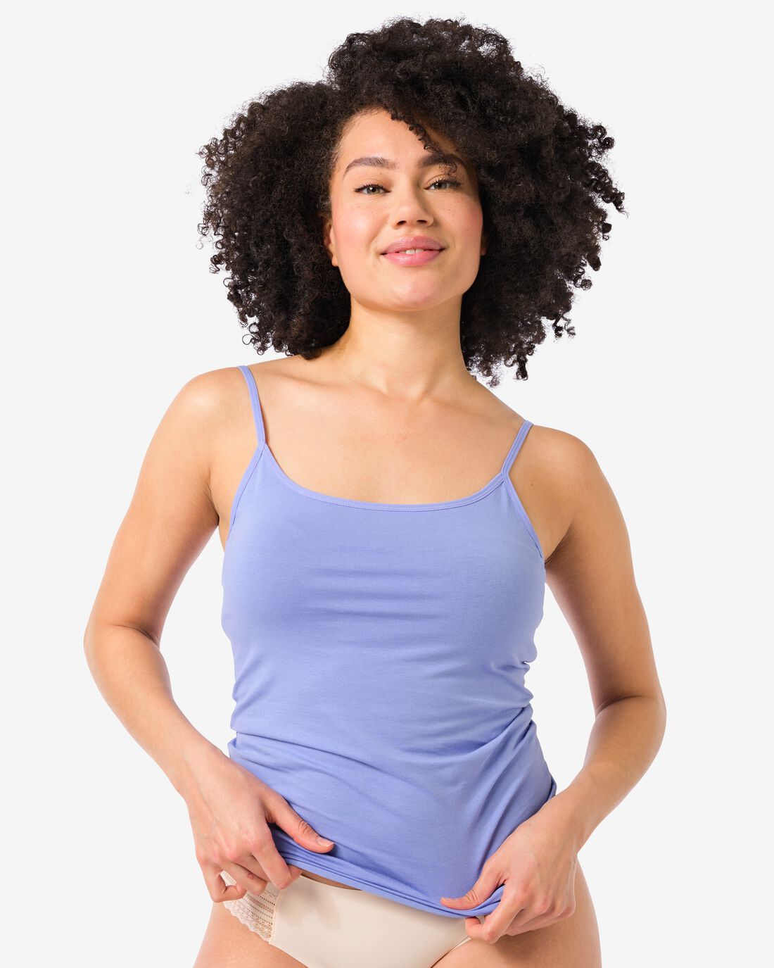 HEMA Dameshemd Katoen Spaghettibandjes Blauw (blauw)