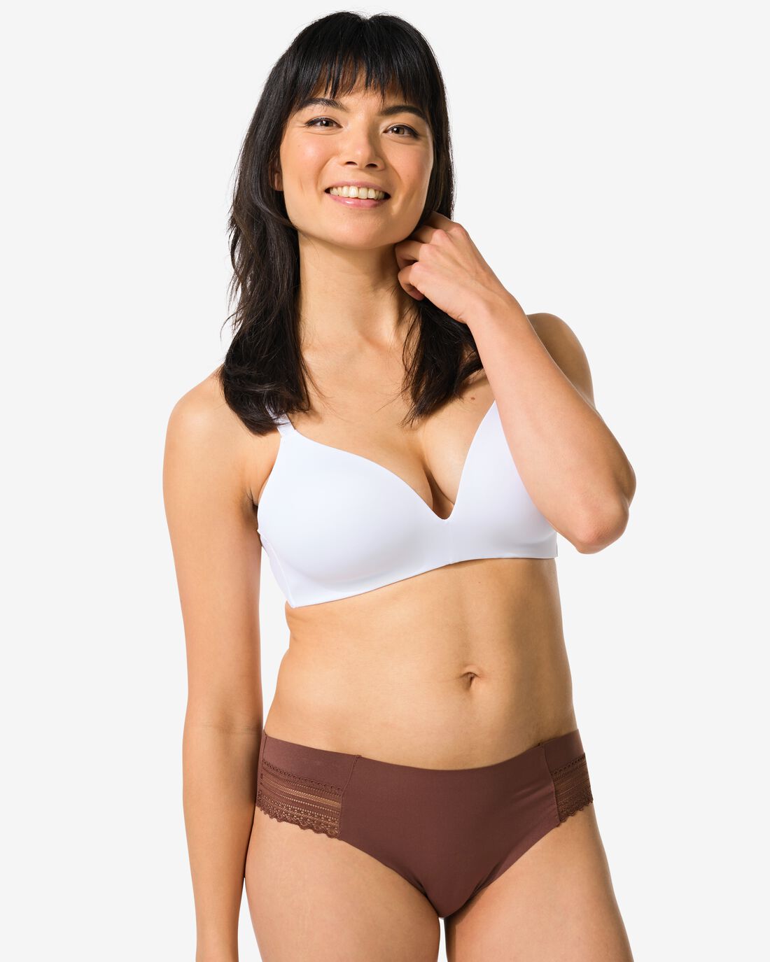 HEMA Dames Brazilian Micro Met Kant Donkerbruin (donkerbruin)