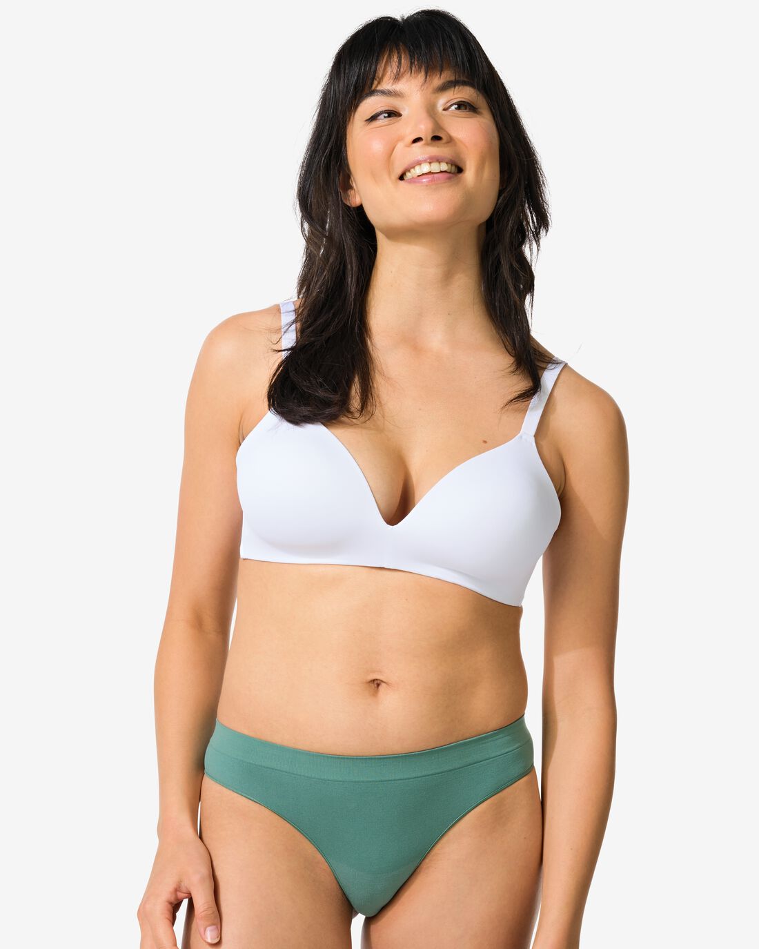 HEMA Damesstring Naadloos Micro Donkergroen (donkergroen)