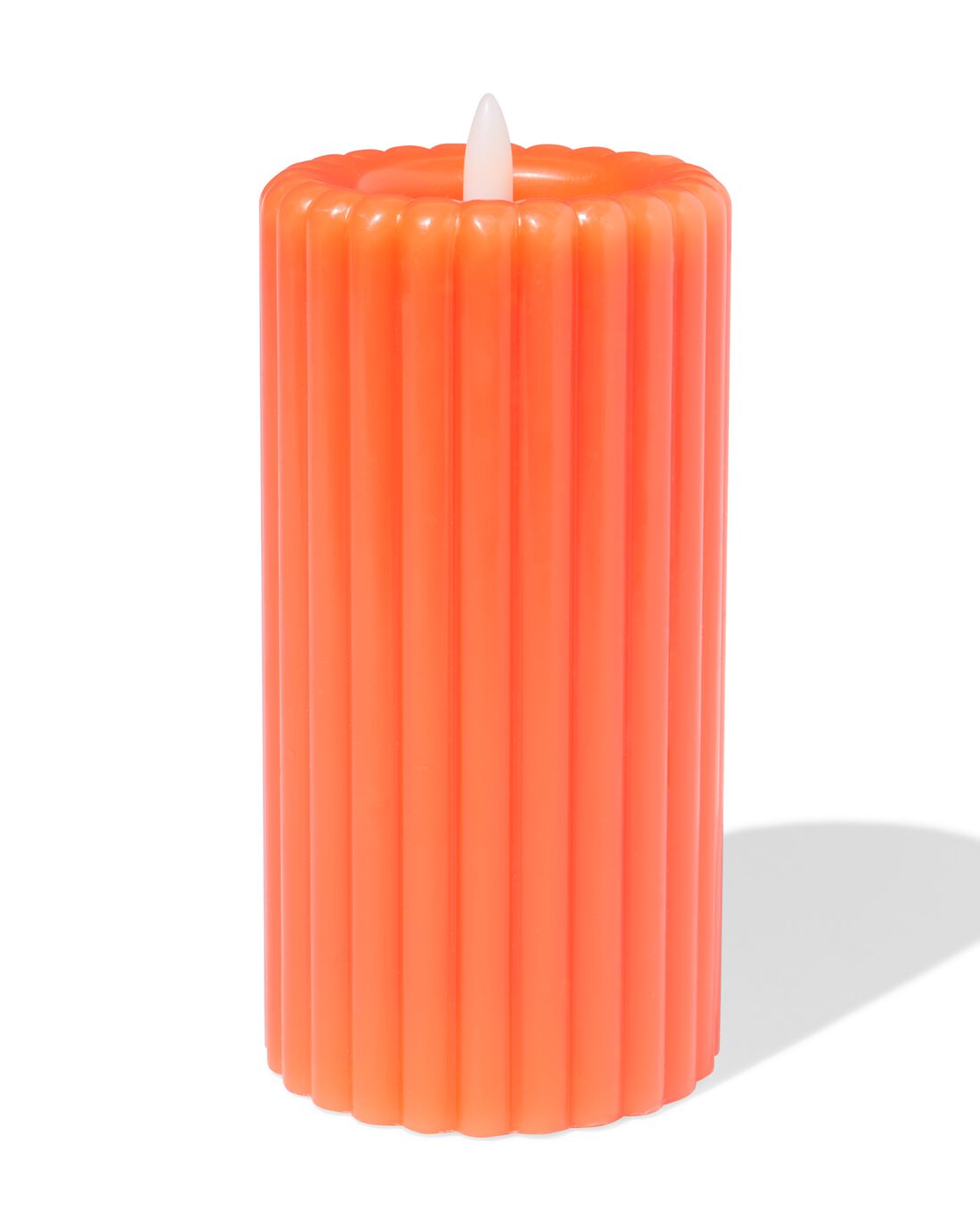 HEMA LED Kaars Ø7.5x15cm Ribbel Oranje (oranje)
