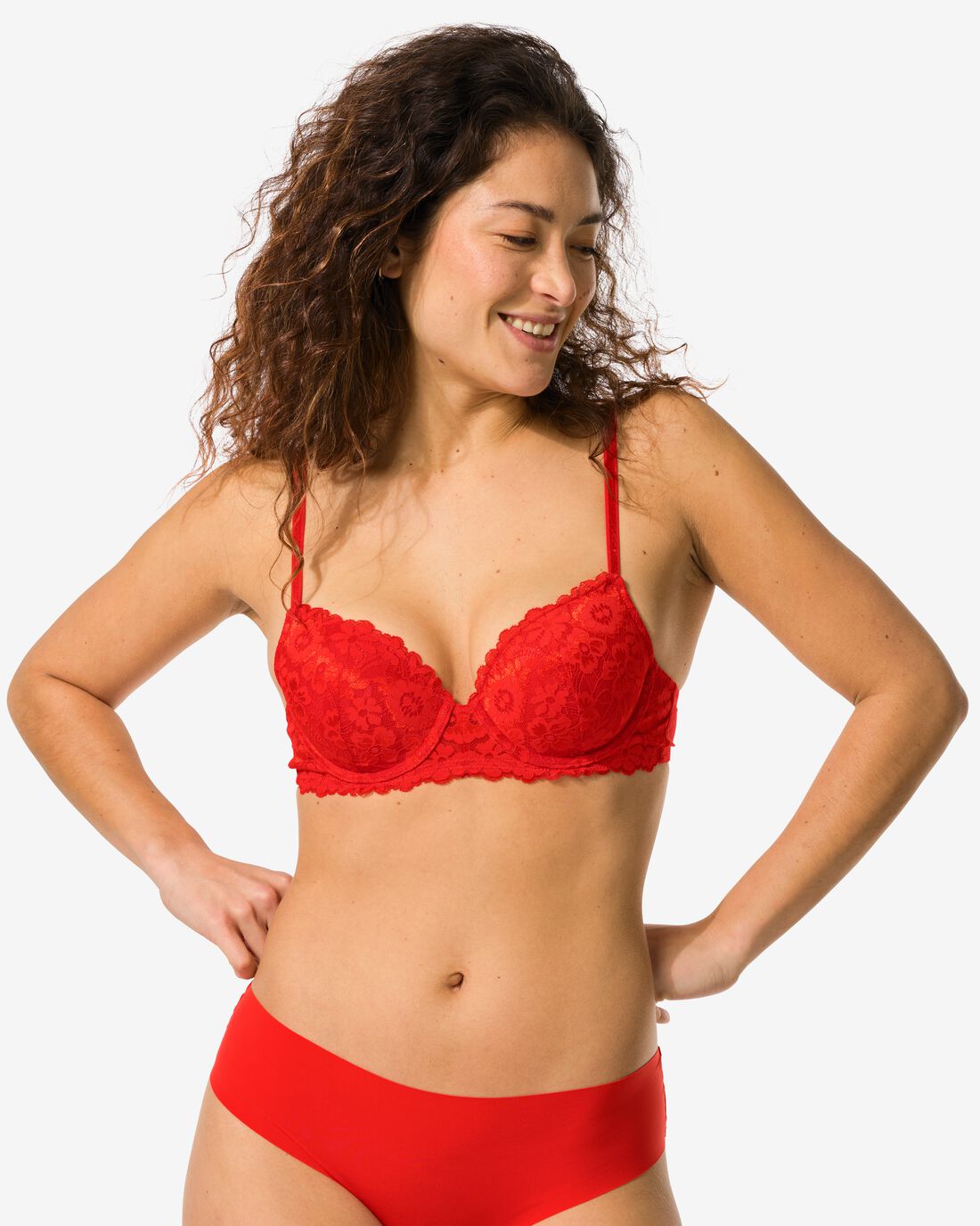 HEMA Voorgevormde Bh Met Kant Met Beugel Rood (rood)