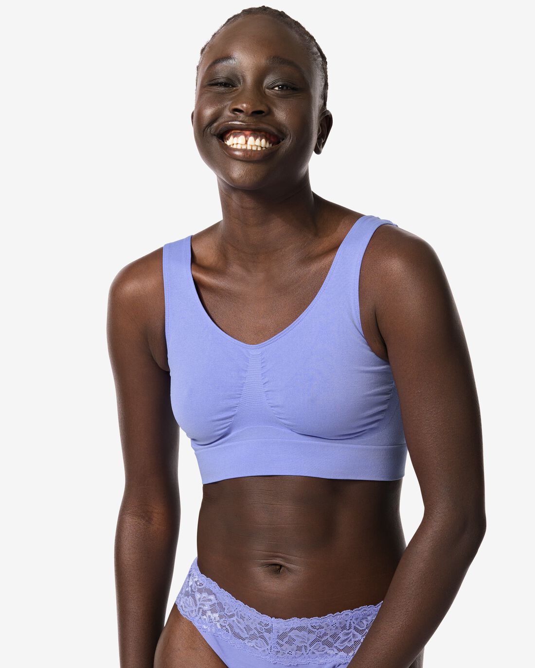 HEMA Niet Voorgevormde Top Naadloos Blauw (blauw)
