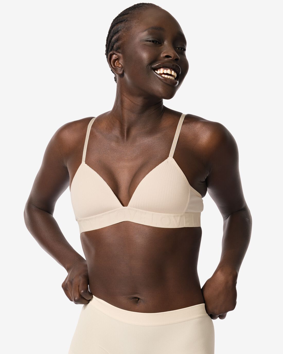 HEMA Voorgevormde Bh Zonder Beugel Rib Nude (nude)