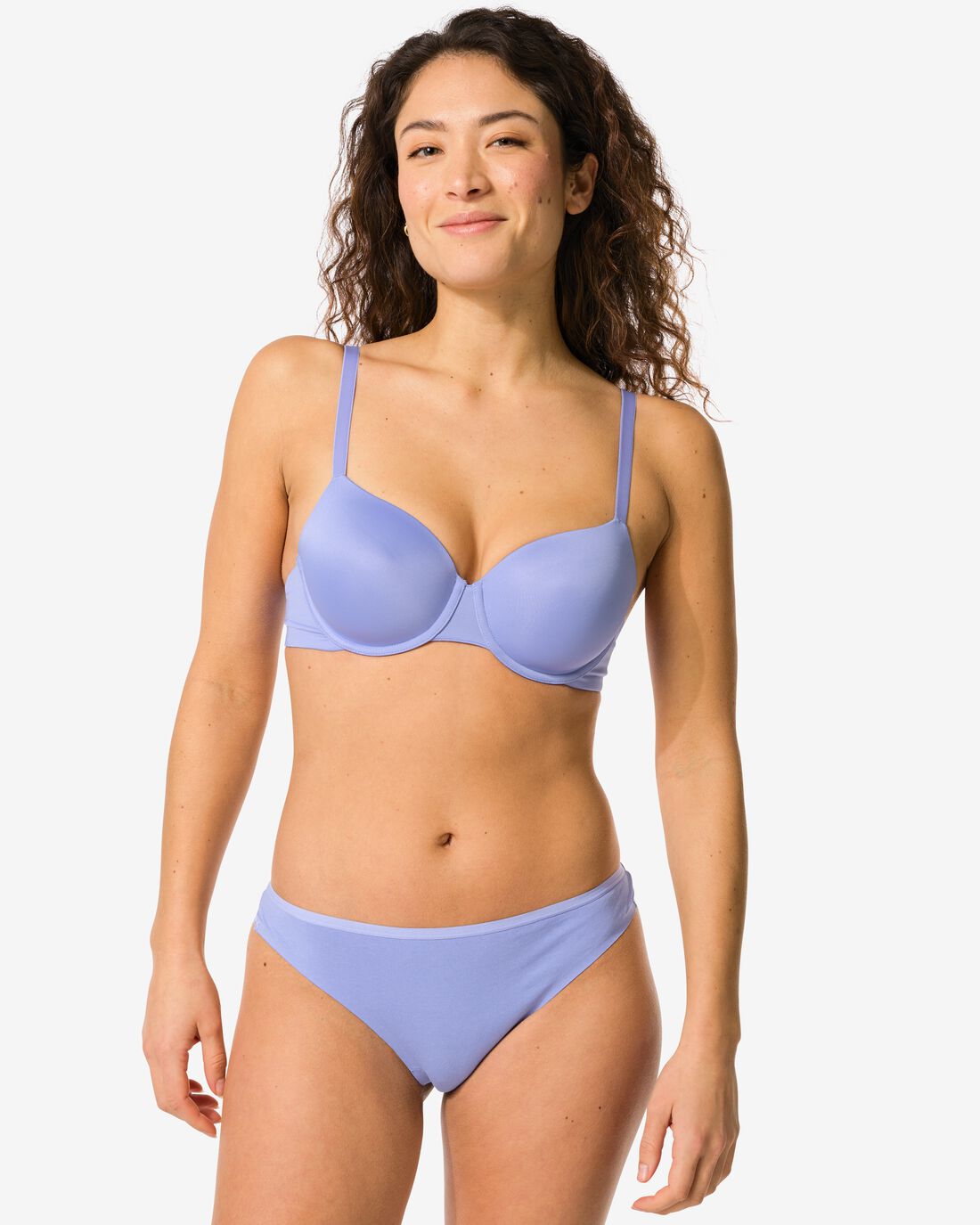 HEMA Dames Brazilian Katoen Met Kant Blauw (blauw)