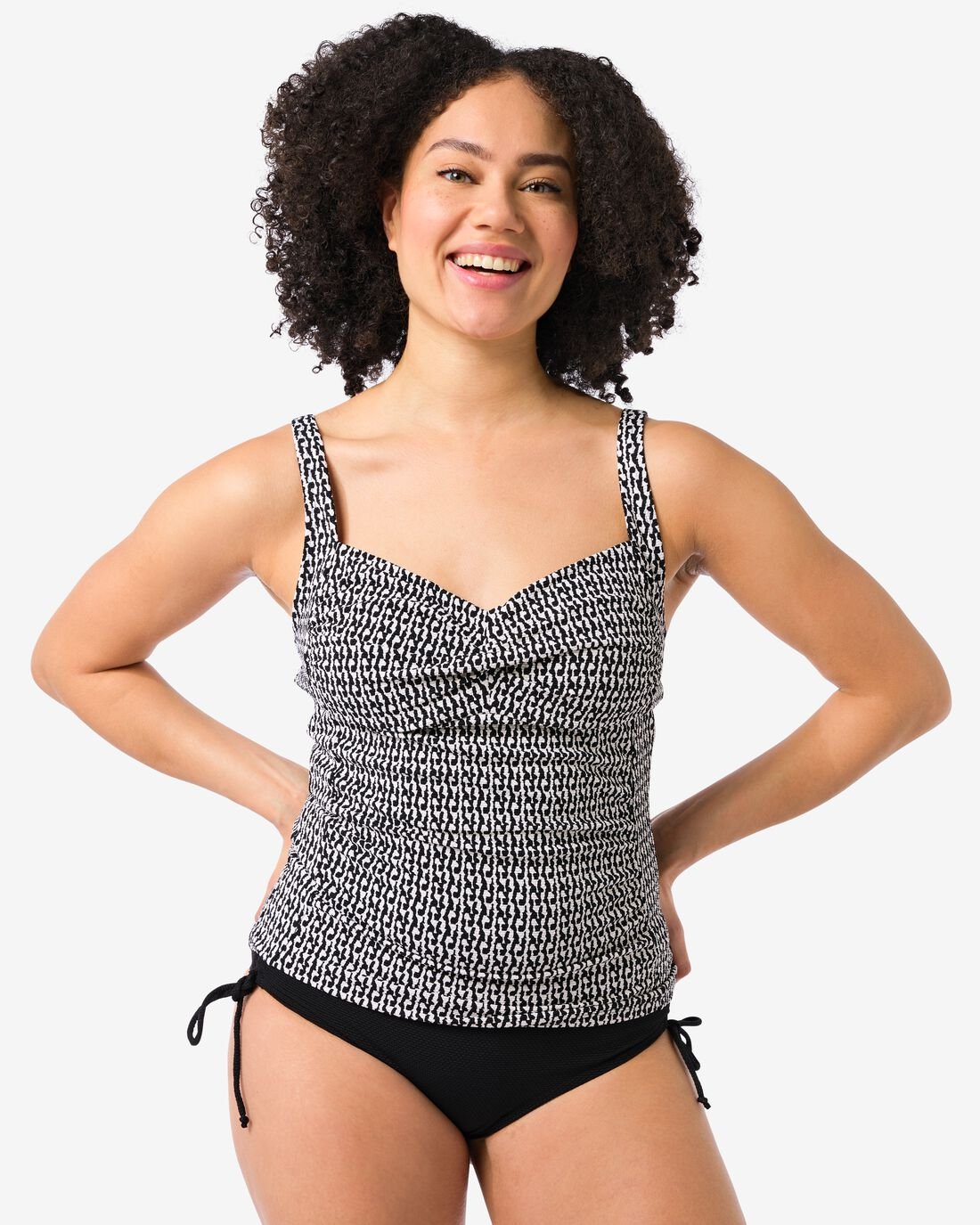 HEMA Dames Tankinitop Control Zwart/wit (zwart/wit)