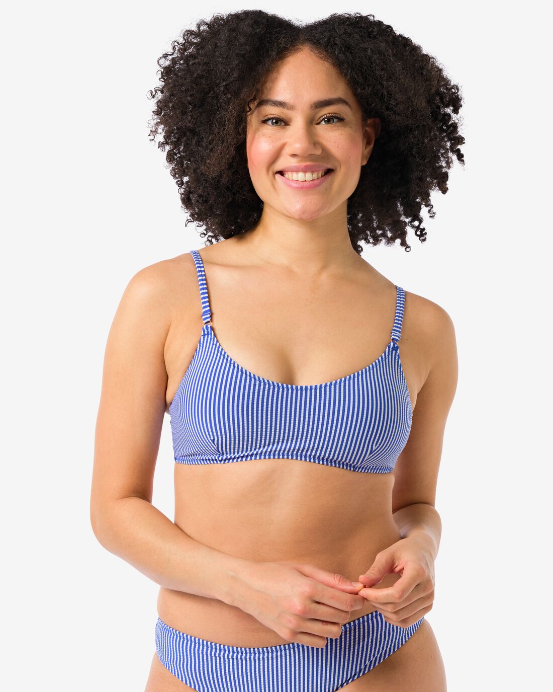 HEMA Damesbikinitop Seersucker Blauw (blauw)