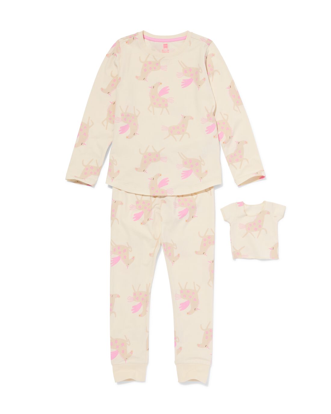 051 Kinderpyjama Met Poppenpyjama Eenhoorn Gebroken Wit (gebroken wit)