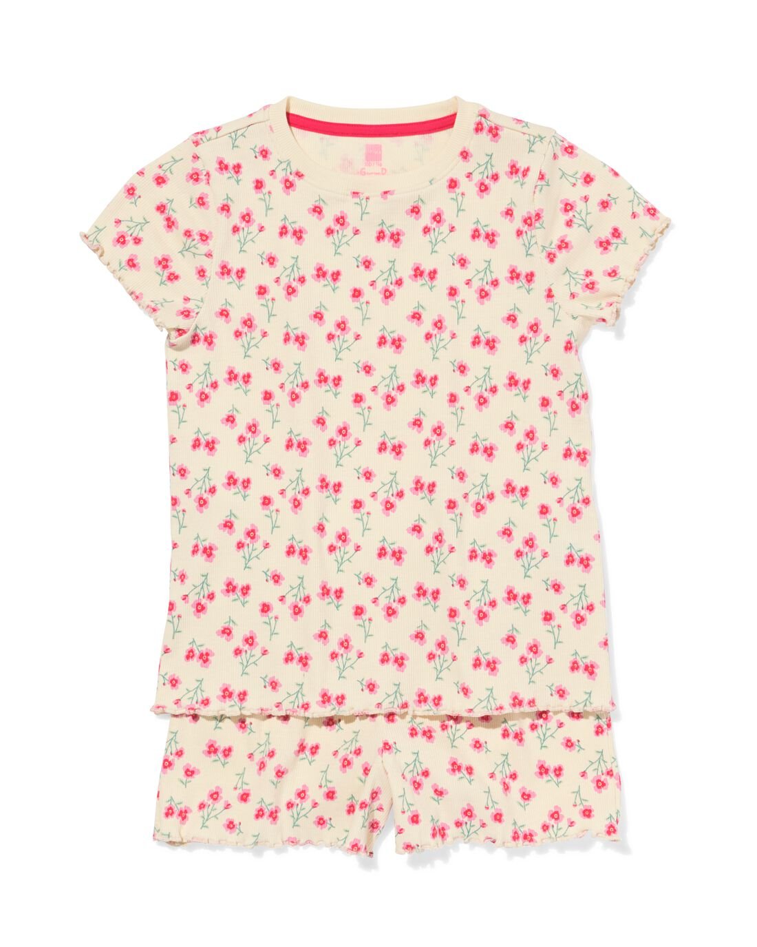 HEMA Kinder Shortama Bloem Gebroken Wit (gebroken wit)