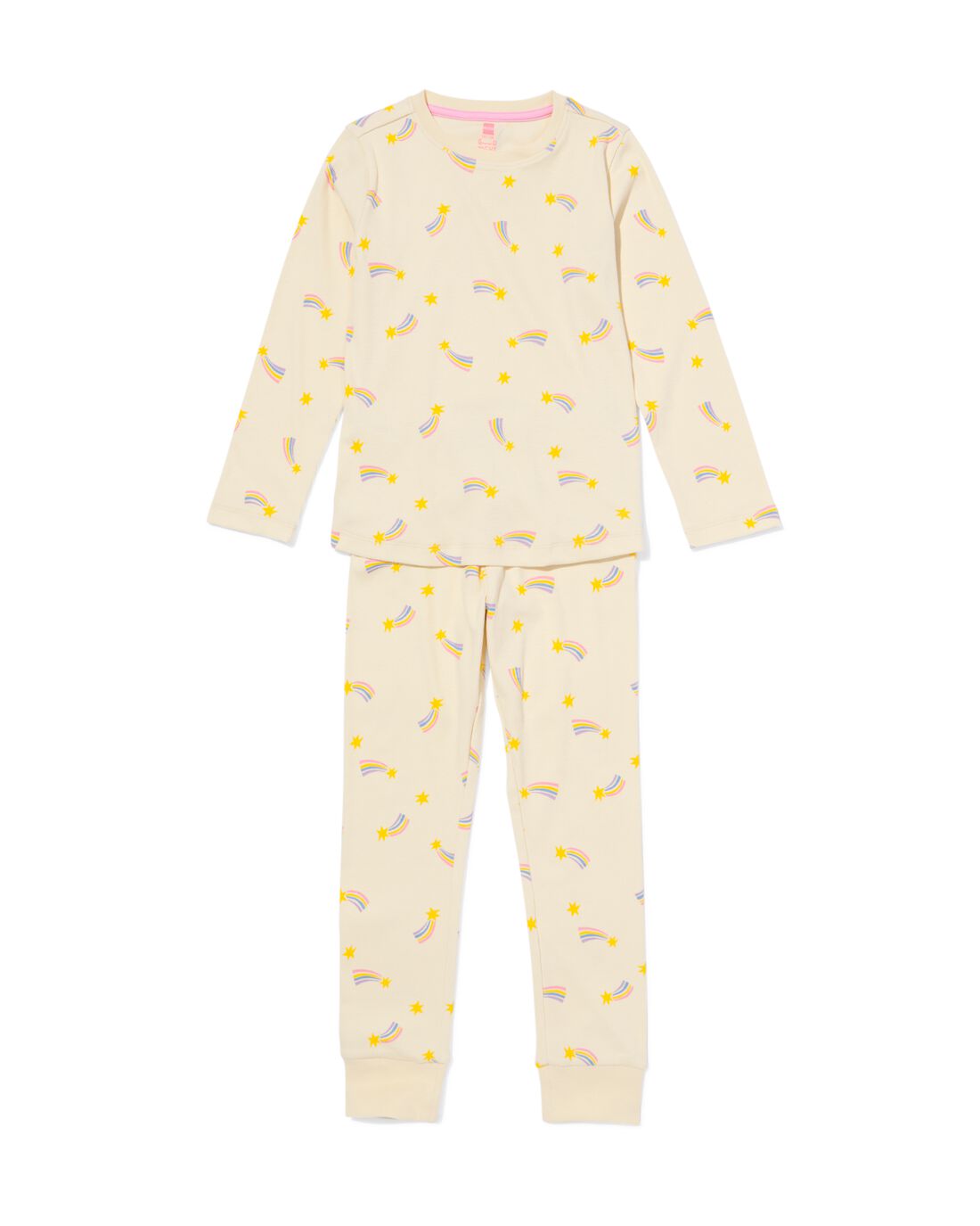 051 Kinderpyjama Rib Sterren Gebroken Wit (gebroken wit)