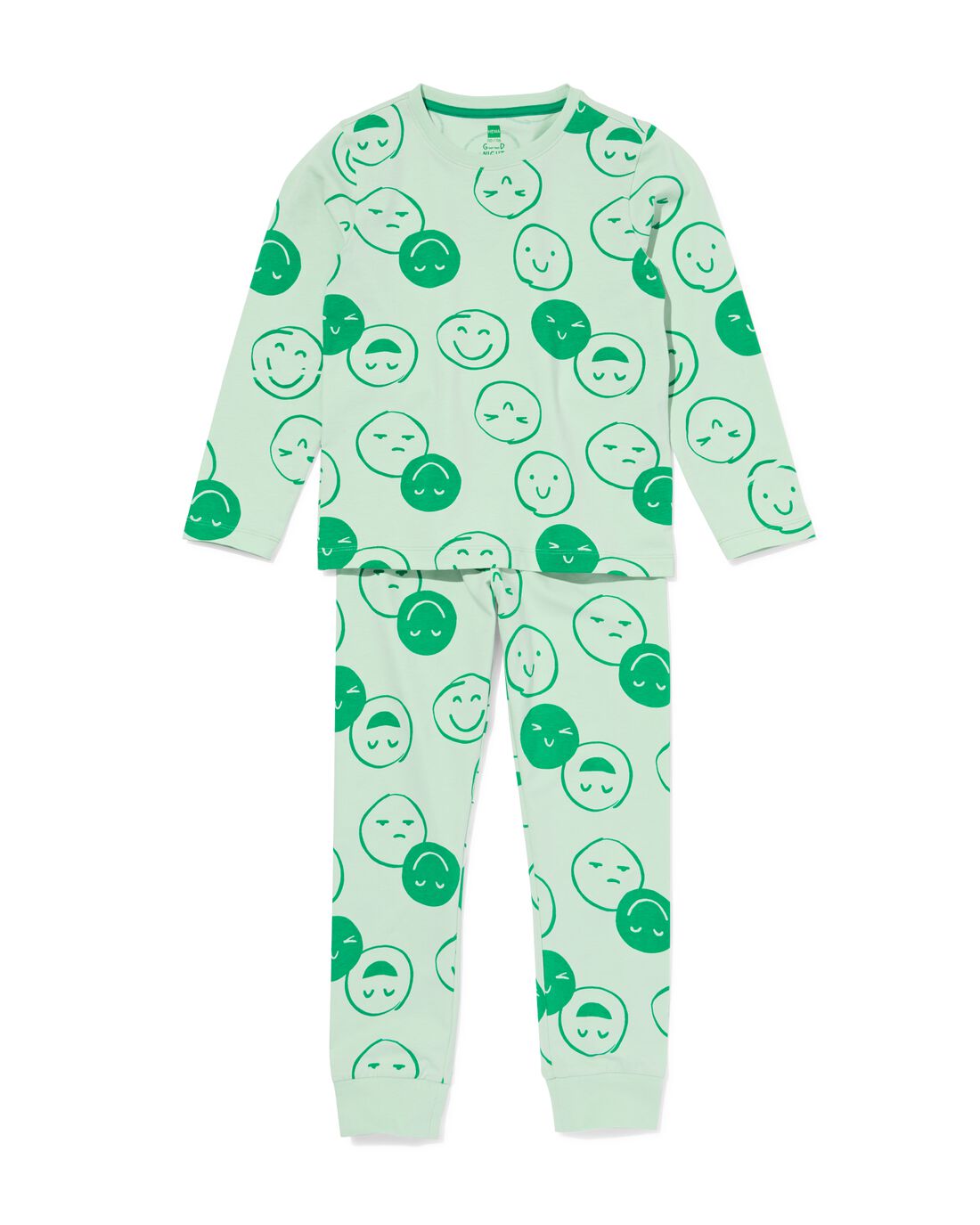HEMA Kinderpyjama Gezichtje Lichtgroen (lichtgroen)