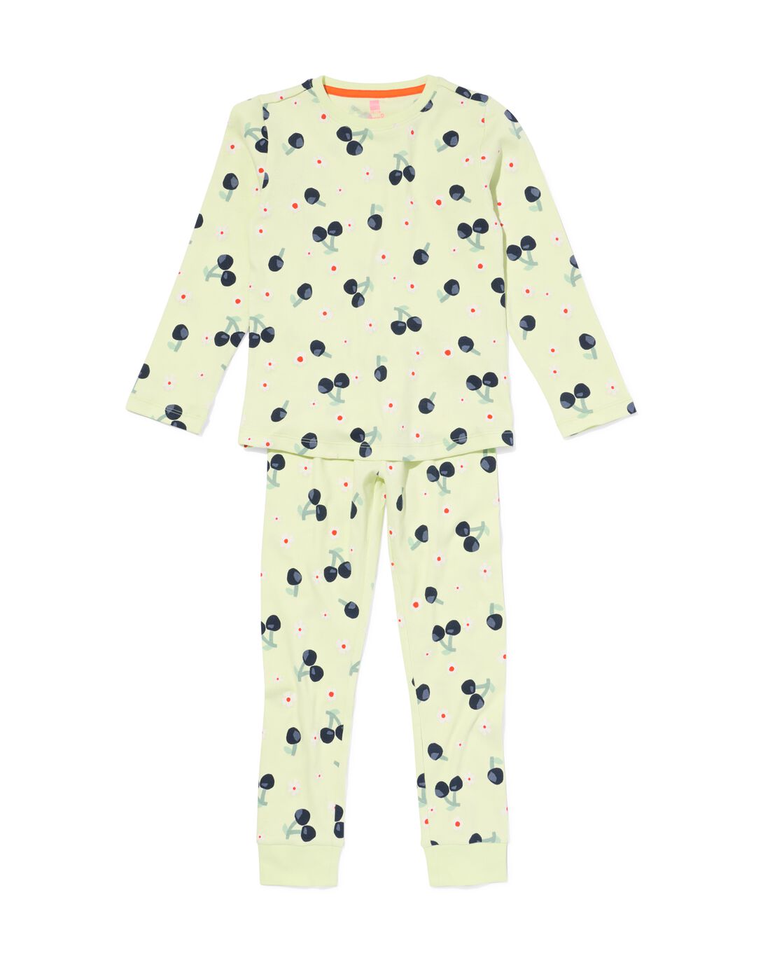 HEMA Kinderpyjama Rib Kers Lime (lime)