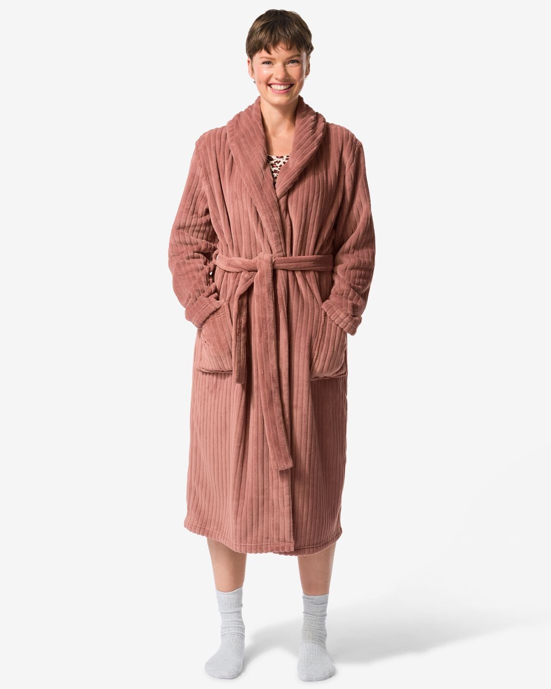 Dames Badjas Rib Fleece
