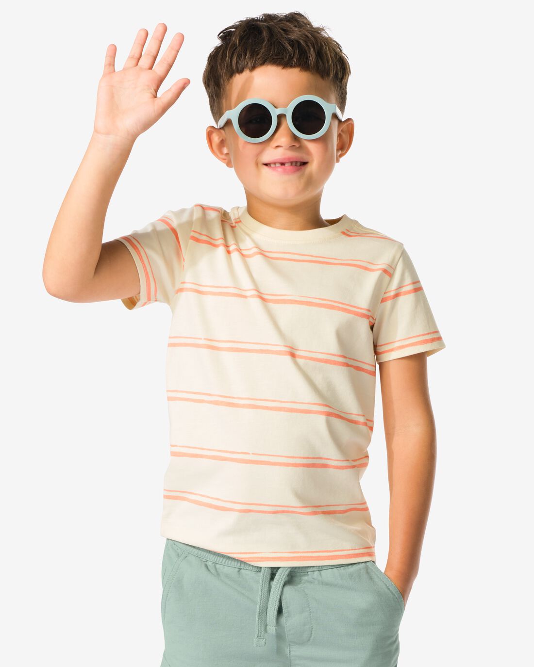 HEMA Kinder T-shirt Strepen - 2 Stuks Lichtblauw (lichtblauw)