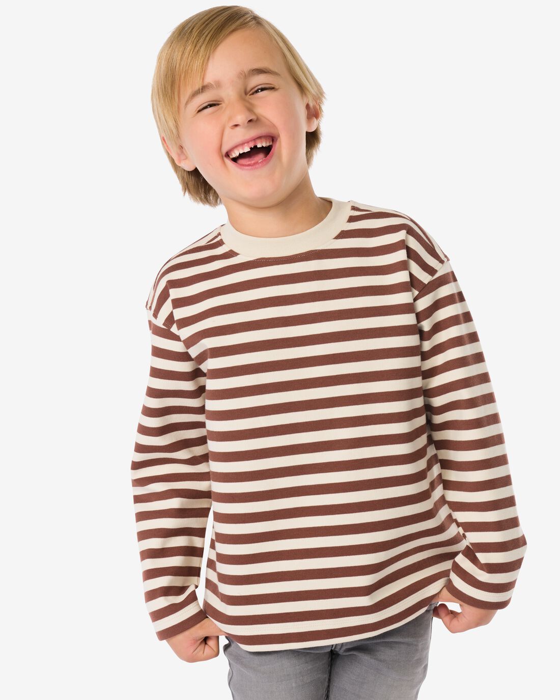 051 Kindershirt Strepen Bruin (bruin)