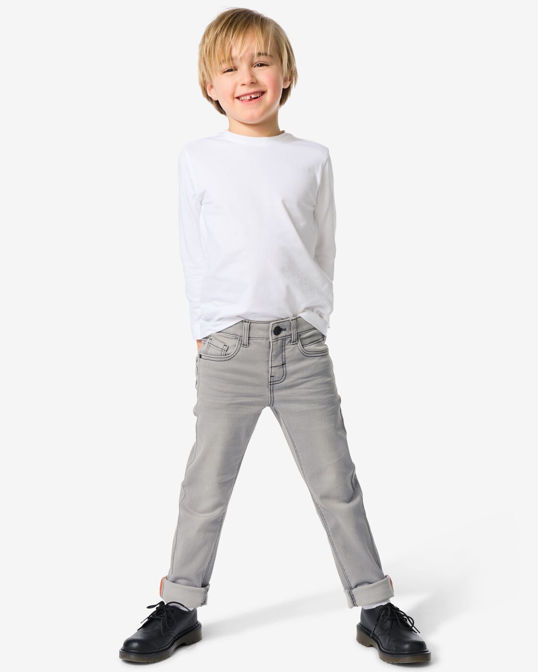 HEMA HEMA Kinder Broek Jogdenim Skinny Fit Grijs (grijs)