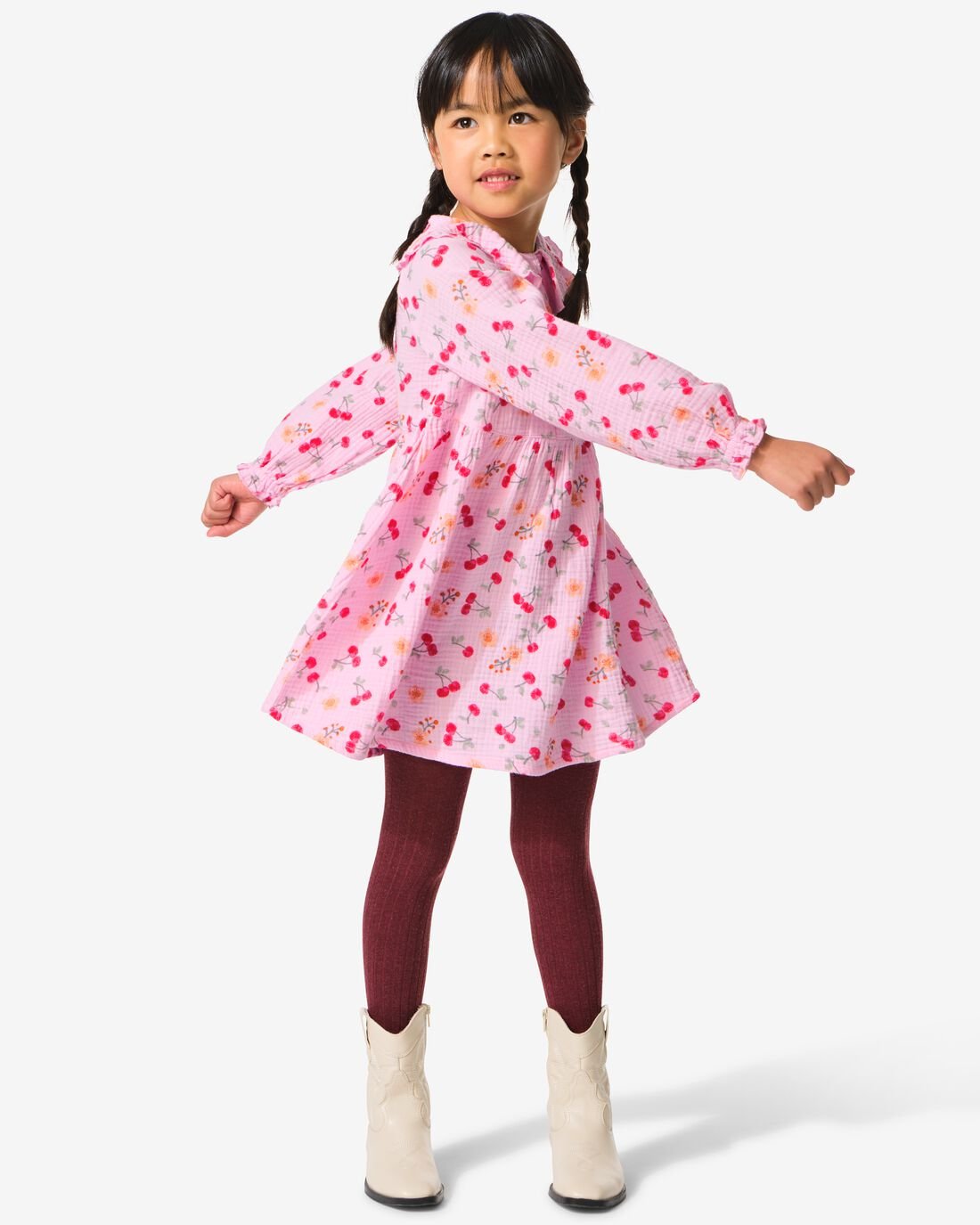 HEMA Kinderjurk Mousseline Kersen Roze (roze)