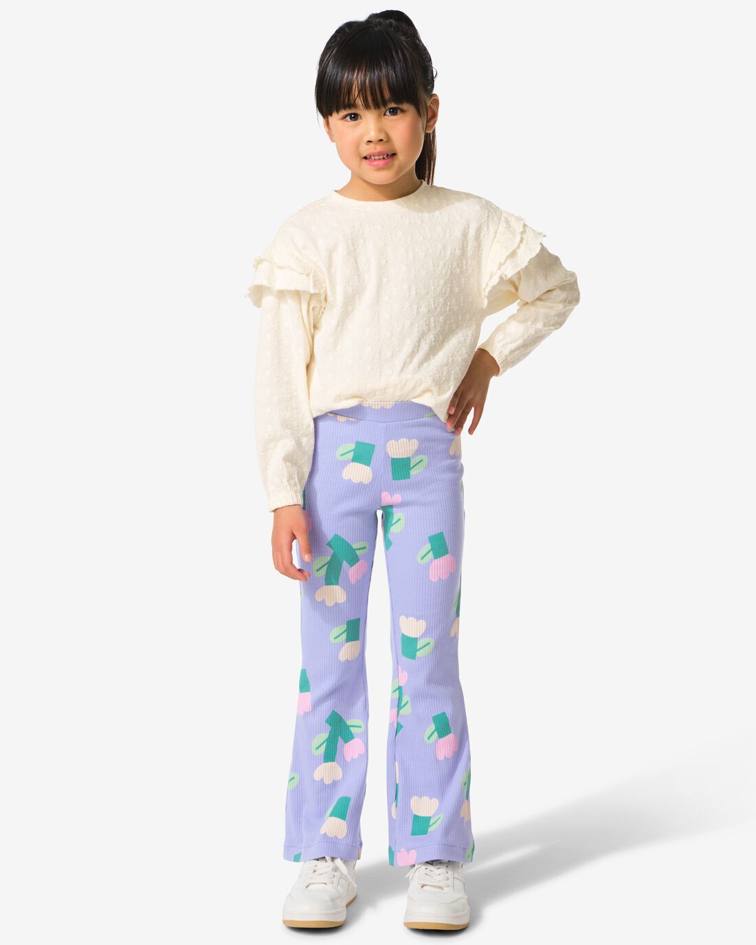 HEMA Kinderlegging Flared Bloemen Paars (paars)
