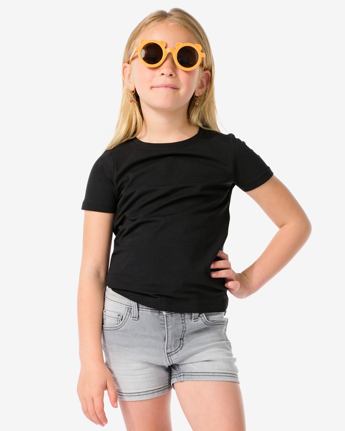 051 Kinder T-shirts Biologisch Katoen - 2 Stuks Zwart (zwart)
