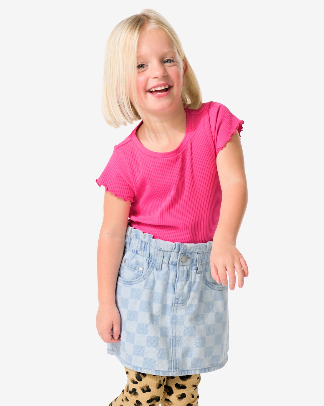 HEMA Kinderrok Ruiten Lichtblauw (lichtblauw)