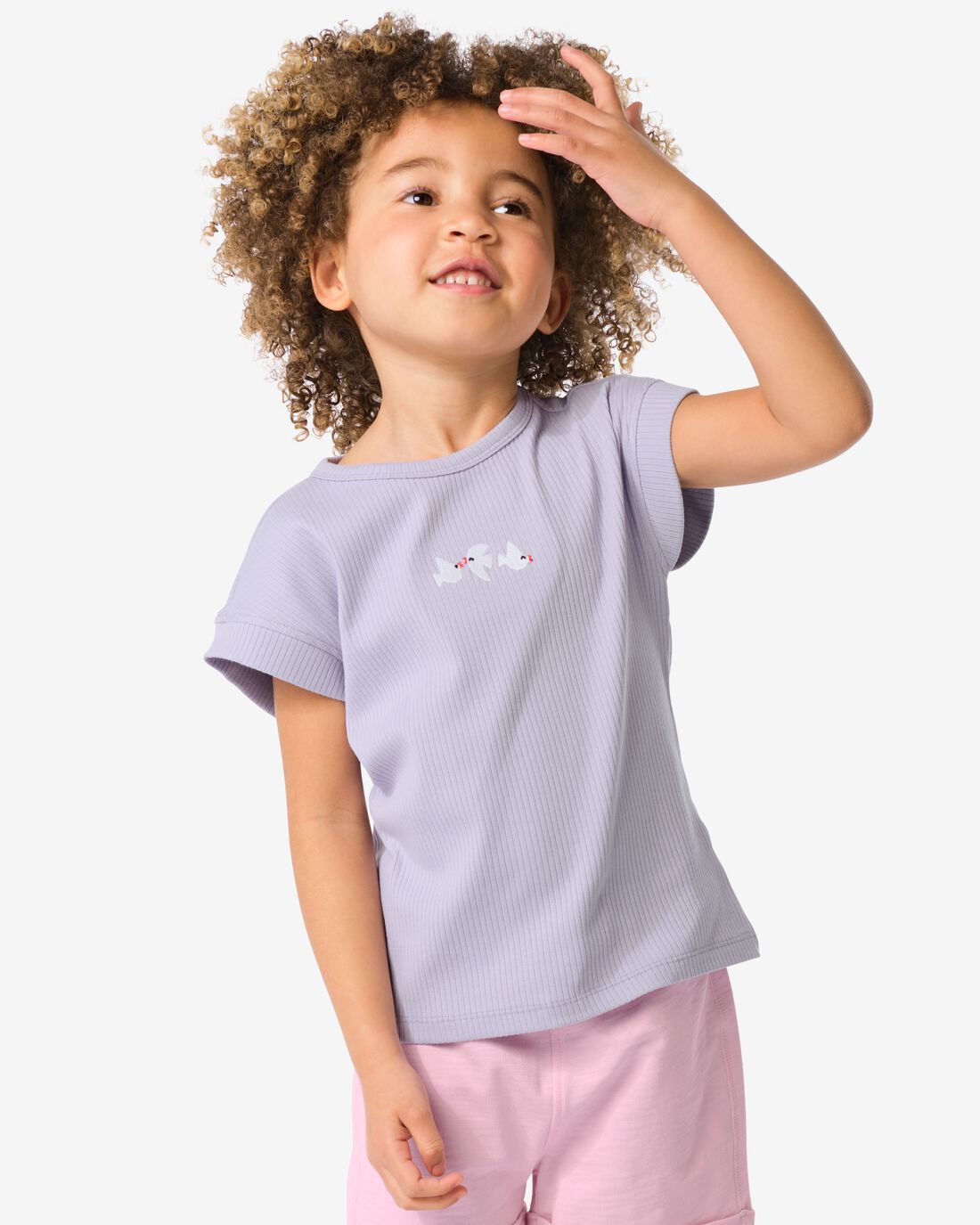 HEMA Kinder T-shirt Broderie Paars (paars)