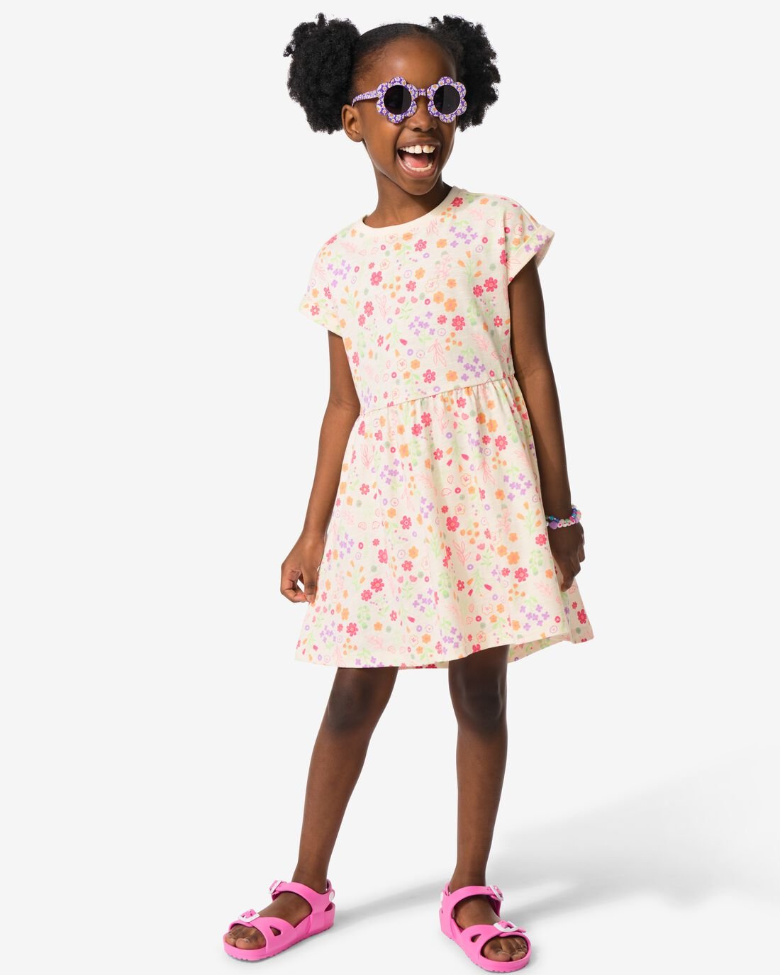 HEMA Kinderjurk Bloemen Lichtroze (lichtroze)