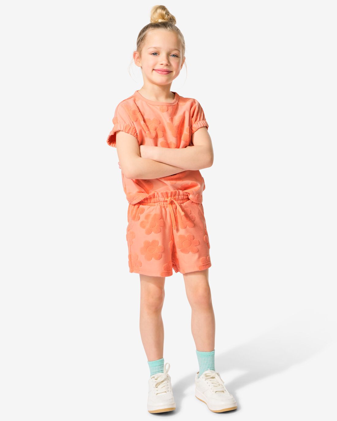 HEMA Kinder Sweatshort Badstof Fruit Perzik (perzik)