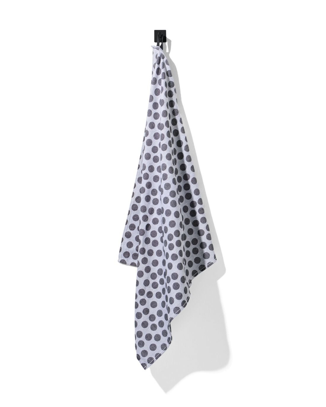 HEMA HEMA Theedoek 65x65 Katoen Grijs Stip (zwart/wit)