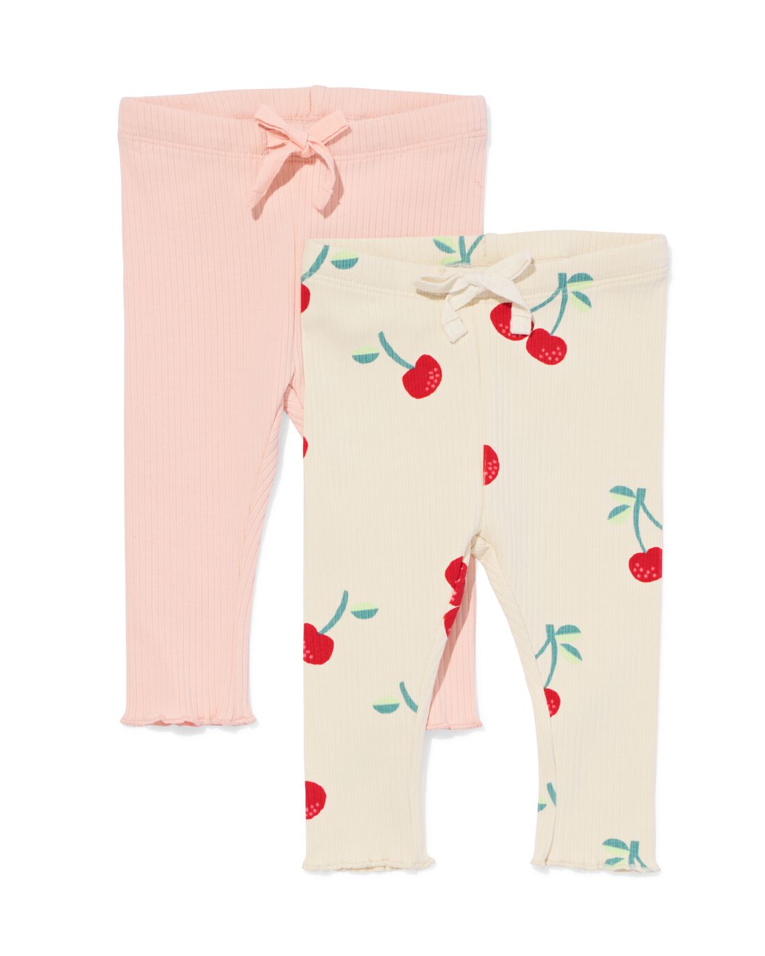 HEMA Babyleggings Rib Kersen - 2 Paar Ecru (ecru)