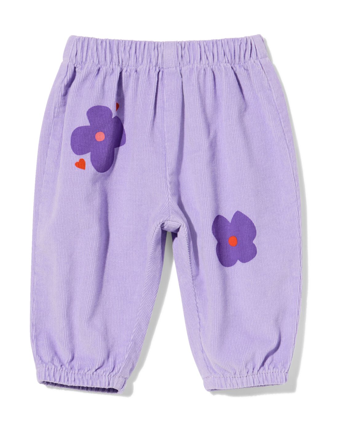 HEMA Babybroek Corduroy Bloemen Paars (paars)