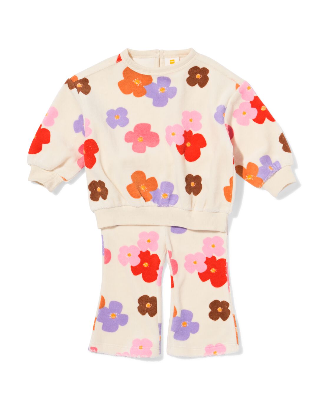 baby kledingset bloemen ecru