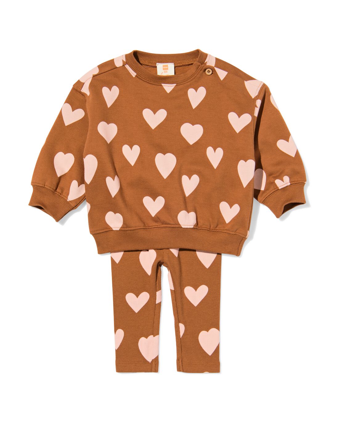 051 Baby Kledingset Hartjes Bruin (bruin)