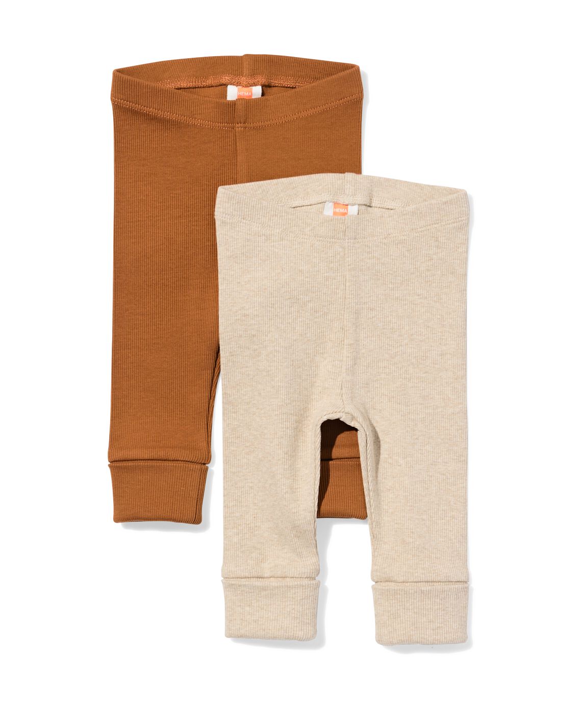 HEMA HEMA Baby Meegroeileggings Rib - 2 Stuks Bruin (bruin)