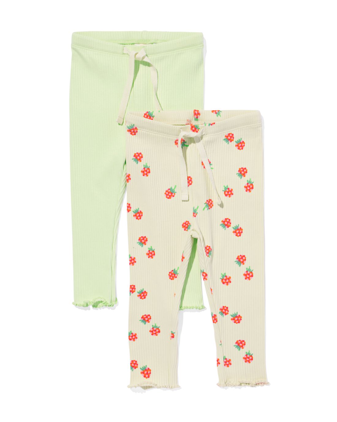 HEMA Babyleggings Rib Framboos - 2 Stuks Lime (lime)